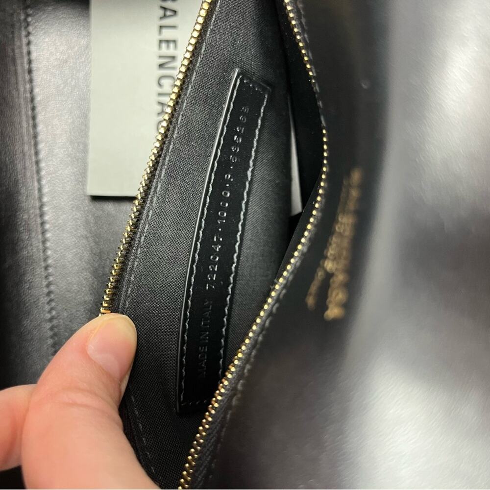 Balenciaga Small Money Bag Top Handle and Adjustable Crossbody Black Leather - Picture 9 of 11